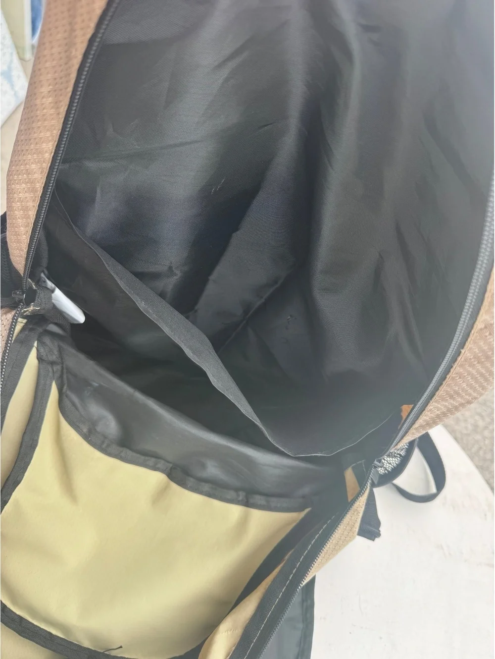 PUMA Backpack Tan Gold Black Multi Pocket School Travel Bag Logo Wear